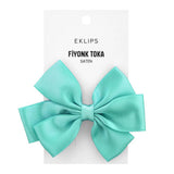 Eklips Satin Bow Ribbon Hair Clip Elegant Green Accessory