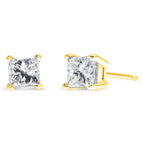 14K Yellow Gold 3/8 Cttw Princess-Cut Square Near Colorless Diamond Classic 4-Prong Solitaire Stud Earrings (J-K Color, SI1-SI2 Clarity)