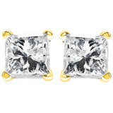 14K Yellow Gold 3/8 Cttw Princess-Cut Square Near Colorless Diamond Classic 4-Prong Solitaire Stud Earrings (J-K Color, SI1-SI2 Clarity)