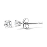 AGS Certified 14K White Gold 1.0 cttw 4-Prong Set Brilliant Round-Cut Solitaire Diamond Push Back Stud Earrings (G-H Color, I1-I2 Clarity)