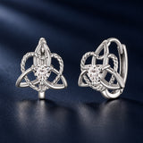 925 Sterling Silver White Gold Plated Pavé CZ 1.5x1.2cm Hoop Earrings for Women