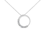 14K White Gold 1/4 Cttw Round-Cut Graduating Diamond Open Circle Hoop 18" Pendant Necklace (J-K Color, I1-I2 Clarity)