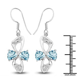 5.06 Carat Genuine Blue Topaz and White Topaz .925 Sterling Silver Earrings
