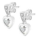 14K White Gold 1/6 Cttw Diamond Dangle Heart Stud Earrings (H-I, SI2-I1)
