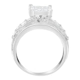 14K White Gold 2.0 Cttw Mixed-Cut Diamond Rectangle Invisible-Set Composite Cluster Ring with Bar- and Channel-Set Band (H-I Color, SI2-I1 Clarity) - Size 5