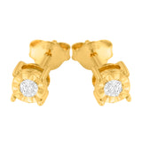 10K Yellow Gold Plated .925 Sterling Silver 1/10 Cttw Round Brilliant-Cut Diamond Miracle-Set Stud Earrings (J-K Color, I3 Clarity)