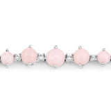 5.50 Carat Genuine Pink Opal and White Topaz .925 Sterling Silver Bracelet