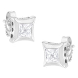 10K White Gold 1/2 Cttw Invisible Set Princess-Cut Diamond Stud Earrings (H-I Color, SI2-I1 Clarity)