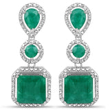 7.85 Carat Dyed Emerald .925 Sterling Silver Earrings