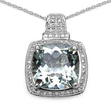 5.50 Carat Genuine Green Amethyst .925 Sterling Silver Pendant