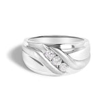 Men's .925 Sterling Silver 1/2 Cttw Diamond Channel Set 3-Stone Band Ring - Ring Size 10