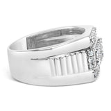 Men's .925 Sterling Silver 1.00 Cttw Diamond Multi Row Band Ring -Size 10