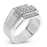 Men's .925 Sterling Silver 1.00 Cttw Diamond Multi Row Band Ring -Size 10