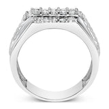 Men's .925 Sterling Silver 1.00 Cttw Diamond Multi Row Band Ring -Size 10