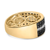 Men's 10K Yellow Gold 1.00 Cttw White and Black Diamond Cluster Ring