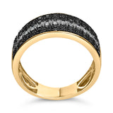Men's 10K Yellow Gold 1.00 Cttw White and Black Diamond Cluster Ring