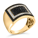 Men's 10K Yellow Gold 1 1/4 Cttw White and Black Diamond Geometric Ring