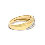 Men's 14K Yellow Gold Plated Sterling Silver 3/8 Cttw Diamond Crossover Band Ring