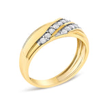 Men's 14K Yellow Gold Plated Sterling Silver 3/8 Cttw Diamond Crossover Band Ring