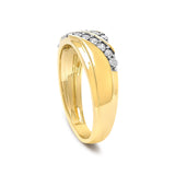 Men's 14K Yellow Gold Plated Sterling Silver 3/8 Cttw Diamond Crossover Band Ring