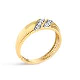 Men's 14K Yellow Gold Plated Sterling Silver 1/4 Cttw Diamond Two Row Channel Band Ring