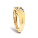 Men's 14K Yellow Gold Plated Sterling Silver 1/4 Cttw Diamond Two Row Channel Band Ring