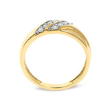 Men's 14K Yellow Gold Plated Sterling Silver 1/4 Cttw Diamond Two Row Channel Band Ring