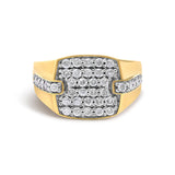 Men's 14K Yellow Gold Plated Sterling Silver 1.0 Cttw Diamond Geometric Band Ring