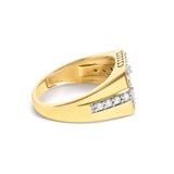 Men's 14K Yellow Gold Plated Sterling Silver 1.0 Cttw Diamond Geometric Band Ring