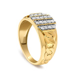 Men's 14K Yellow Gold Plated Sterling Silver Diamond 1/2 Cttw Cuban-Link Band Ring