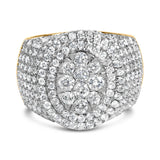 Men's 10K Yellow Gold 2-1/2 Cttw Round Diamond Cluster Cocktail Ring