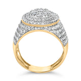 Men's 10K Yellow Gold 2-1/2 Cttw Round Diamond Cluster Cocktail Ring
