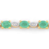 1.29 Carat Genuine Emerald and White Diamond .925 Sterling Silver Bracelet