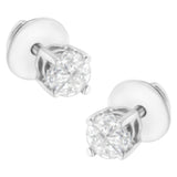 14K White Gold 1/2 Cttw Pie-Cut Diamond Solitaire Stud Earrings (H-I Color, SI1-SI2 Clarity)