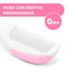 Chicco Baby Hair Brush and Comb Set for Newborns - Gentle Natural Bristle Brush and Safe Round-Tipped Comb for Infant Hair Care
