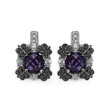 2.67 Carat Genuine Amethyst White Sapphire & Black Diamond .925 Sterling Silver Earrings