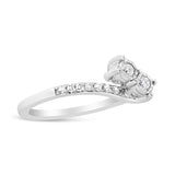 10K White Gold 1/4 Cttw Miracle Set Round Cut Diamond Two-Stone Ring (H-I Color, I2 Clarity) - Size 7