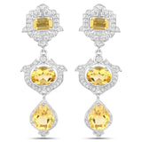 6.63 Carat Genuine Citrine and White Topaz .925 Sterling Silver Earrings