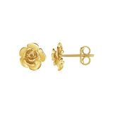 14k Yellow Gold Post Earrings with Roses