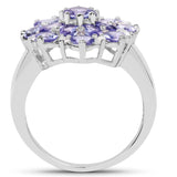 3.37 Carat Genuine Tanzanite and White Topaz .925 Sterling Silver Ring