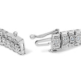 .925 Sterling Silver 1.0 Cttw Diamond Collar Line Link Bracelet (I-J Color, I1-I2 Clarity) - Size 7.25" Inches