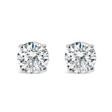 14K White Gold 1.0 Cttw Round Brilliant Cut Lab Grown White Diamond 4-Prong Classic Solitaire Stud Earrings (F-G Color, VS1-VS2 Clarity)