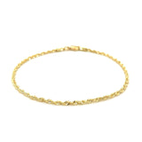 2.0mm 10k Yellow Gold Diamond Cut Rope Anklet