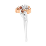10K Rose Gold over .925 Sterling Silver â…• Cttw Diamond Split Shank Open Heart Cocktail Ring (I-J Color, I2-I3 Clarity)
