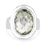 7.90 Carat Genuine Green Amethyst .925 Sterling Silver Ring