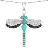 1.87 Carat Genuine Zambian Emerald and White Topaz .925 Sterling Silver Pendant