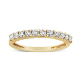 14K Yellow Gold Plated .925 Sterling Silver 1/2 cttw Shared Prong Set Brilliant Round-Cut Diamond 11 Stone Band Ring (J-K Color, SI1-SI2 Clarity) - Size 7