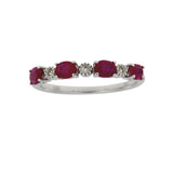 1.08ct Ruby Diamond Fashion band rings 14KT White Gold