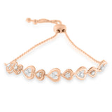 Rose Plated Sterling Silver Diamond Heart-Linked Bolo Bracelet (0.30 cttw, H-I Color, I2-I3 Clarity)