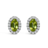10K White Gold 5x3 MM Oval Purple Amethyst and Diamond Halo Stud Earrings (I-J Color, I1-I2 Clarity)